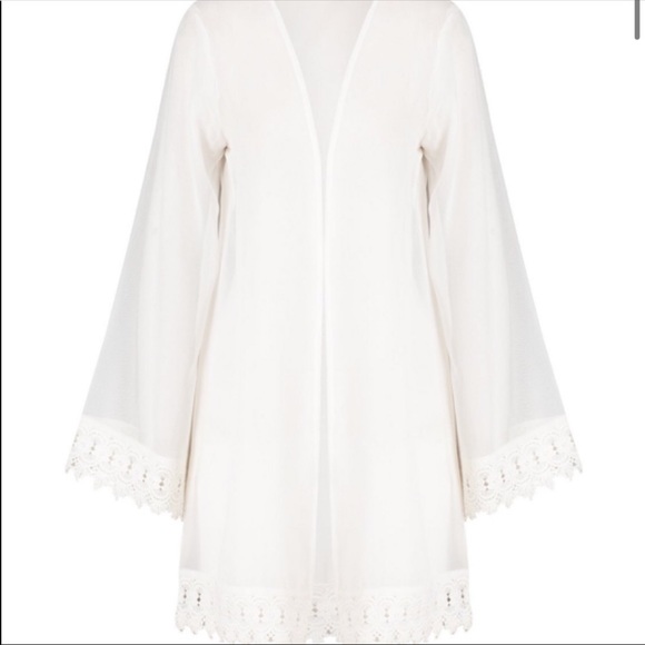Boohoo Sheer Embroidered Edge Kimono/Cover - Picture 4 of 7